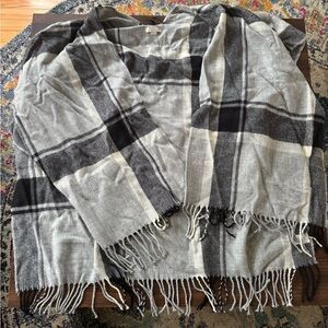 LOFT Gray and Black Striped Shawl